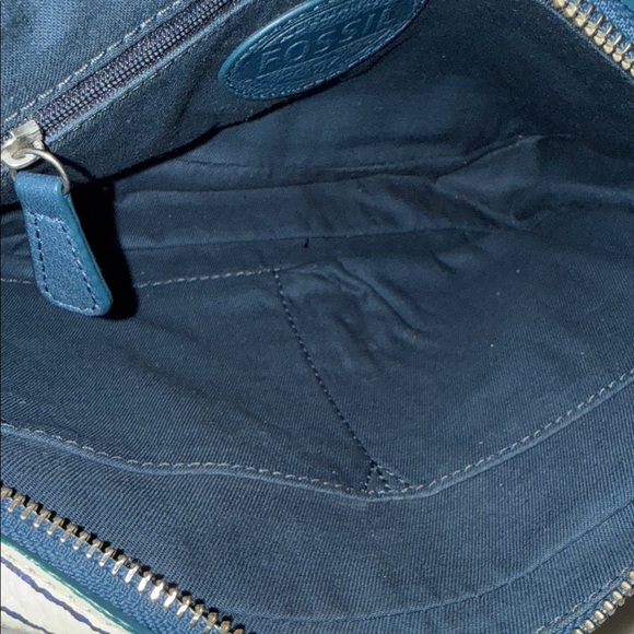 Fossil Women's Crossbody Bag - Navy Blue and Cream Stripes - Picture 8 of 11